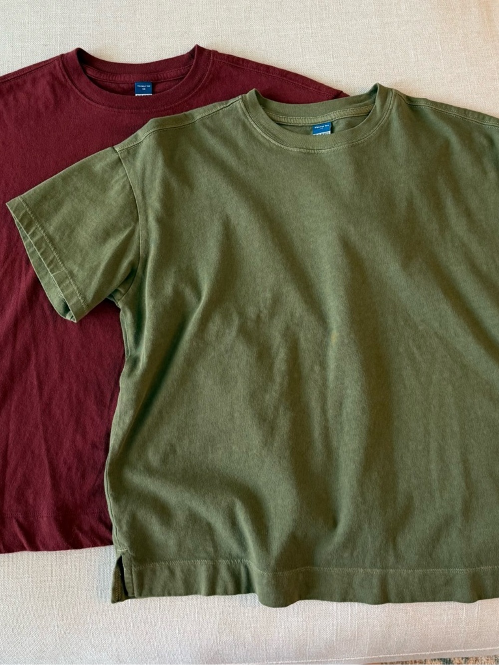 Old Navy Short-Sleeve Tees in Olive Green & Burgundy